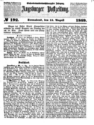 Augsburger Postzeitung Samstag 13. August 1859