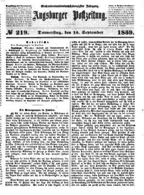 Augsburger Postzeitung Donnerstag 15. September 1859