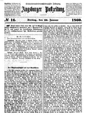 Augsburger Postzeitung Freitag 20. Januar 1860