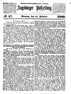 Augsburger Postzeitung Montag 27. Februar 1860