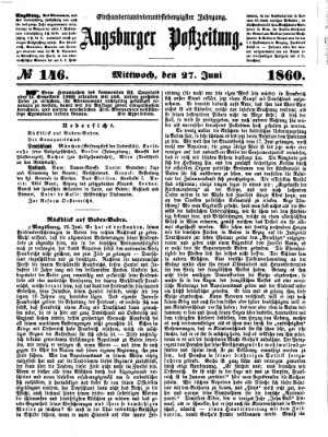 Augsburger Postzeitung Mittwoch 27. Juni 1860