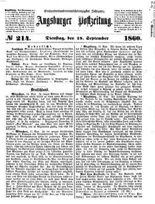 Augsburger Postzeitung Dienstag 18. September 1860