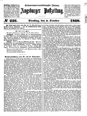 Augsburger Postzeitung Dienstag 2. Oktober 1860