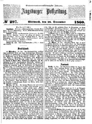Augsburger Postzeitung Mittwoch 26. Dezember 1860