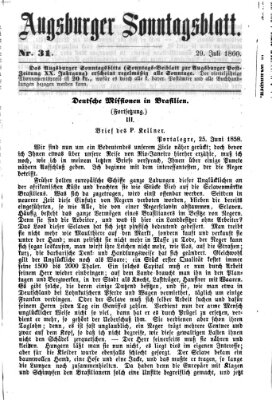 Augsburger Sonntagsblatt (Augsburger Postzeitung) Sonntag 29. Juli 1860