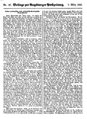 Augsburger Postzeitung Donnerstag 7. März 1861