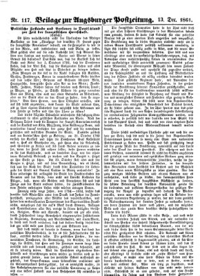 Augsburger Postzeitung Freitag 13. Dezember 1861