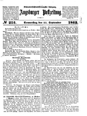 Augsburger Postzeitung Donnerstag 11. September 1862