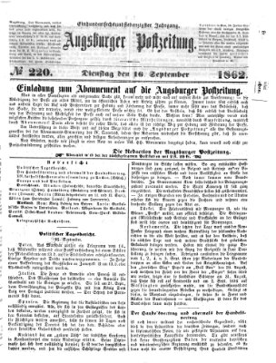 Augsburger Postzeitung Dienstag 16. September 1862