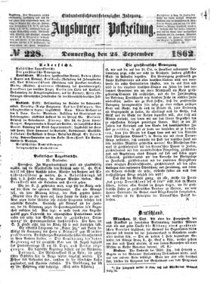 Augsburger Postzeitung Donnerstag 25. September 1862