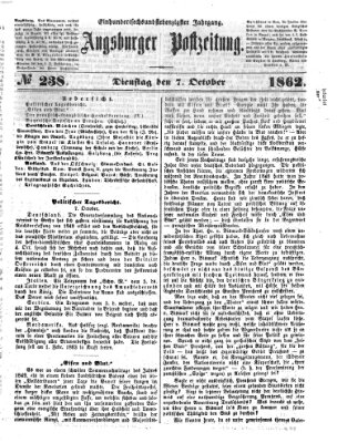 Augsburger Postzeitung Dienstag 7. Oktober 1862