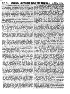 Augsburger Postzeitung Mittwoch 8. Oktober 1862