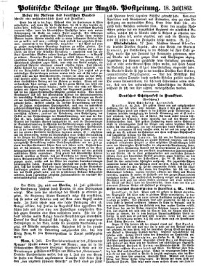 Augsburger Postzeitung Freitag 18. Juli 1862