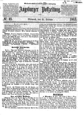 Augsburger Postzeitung Mittwoch 25. Februar 1863