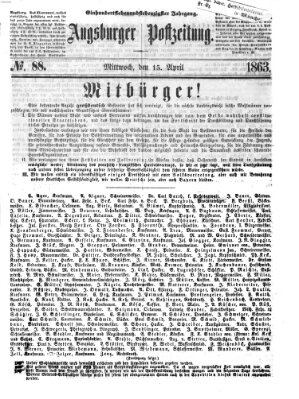 Augsburger Postzeitung Mittwoch 15. April 1863