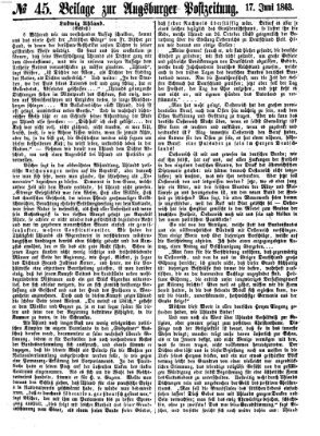 Augsburger Postzeitung Mittwoch 17. Juni 1863