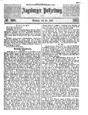 Augsburger Postzeitung Montag 20. Juli 1863