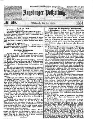 Augsburger Postzeitung Mittwoch 14. September 1864