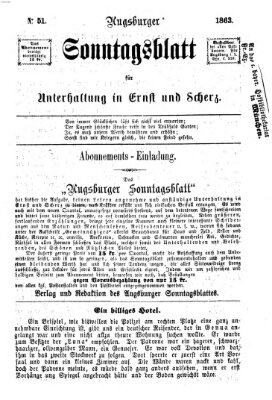 Augsburger Sonntagsblatt für Unterhaltung in Ernst und Scherz (Augsburger Postzeitung) Sonntag 20. Dezember 1863