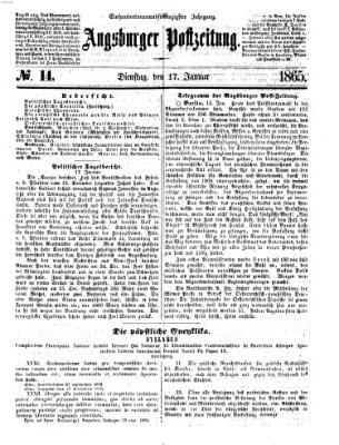 Augsburger Postzeitung Dienstag 17. Januar 1865