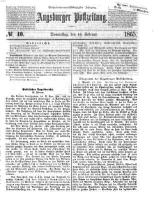 Augsburger Postzeitung Donnerstag 16. Februar 1865