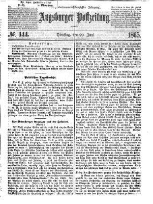 Augsburger Postzeitung Dienstag 20. Juni 1865