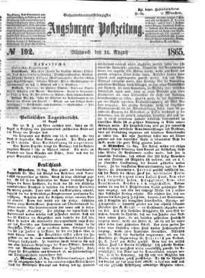 Augsburger Postzeitung Mittwoch 16. August 1865