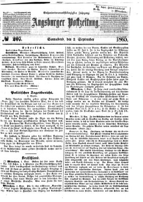 Augsburger Postzeitung Samstag 2. September 1865