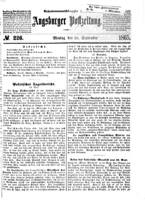 Augsburger Postzeitung Montag 25. September 1865