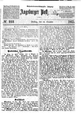Augsburger Postzeitung Freitag 13. Oktober 1865