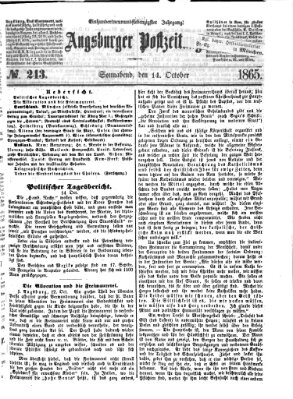 Augsburger Postzeitung Samstag 14. Oktober 1865