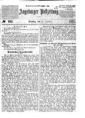 Augsburger Postzeitung Dienstag 31. Oktober 1865