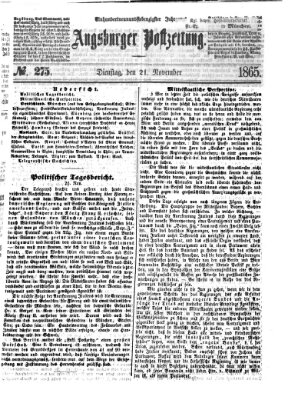Augsburger Postzeitung Dienstag 21. November 1865