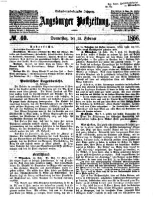 Augsburger Postzeitung Donnerstag 15. Februar 1866