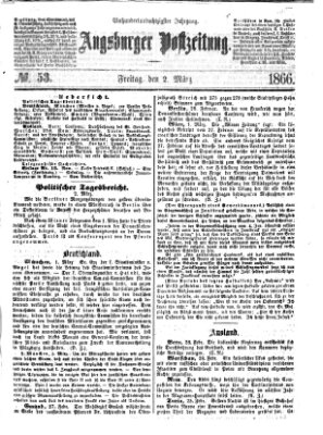 Augsburger Postzeitung Freitag 2. März 1866
