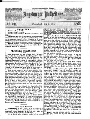 Augsburger Postzeitung Samstag 1. September 1866