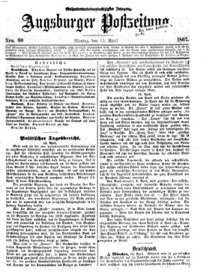 Augsburger Postzeitung Montag 15. April 1867