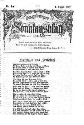 Augsburger Sonntagsblatt (Augsburger Postzeitung) Sonntag 4. August 1867