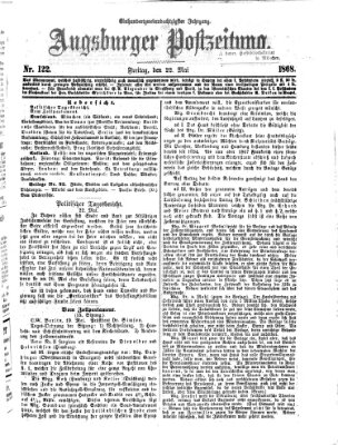 Augsburger Postzeitung Freitag 22. Mai 1868