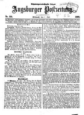 Augsburger Postzeitung Mittwoch 1. Juli 1868