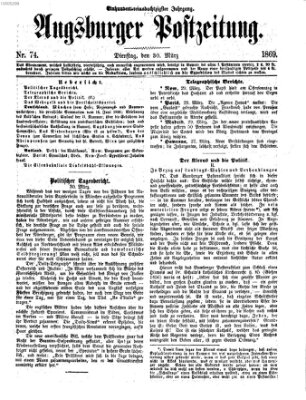 Augsburger Postzeitung Dienstag 30. März 1869