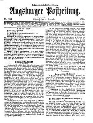 Augsburger Postzeitung Mittwoch 1. Dezember 1869