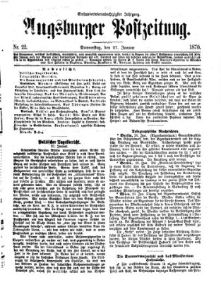 Augsburger Postzeitung Donnerstag 27. Januar 1870