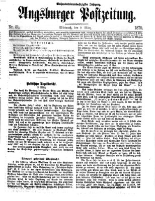 Augsburger Postzeitung Mittwoch 2. März 1870