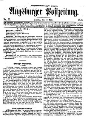 Augsburger Postzeitung Samstag 19. März 1870