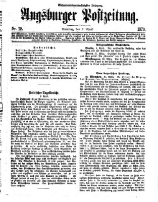 Augsburger Postzeitung Samstag 2. April 1870