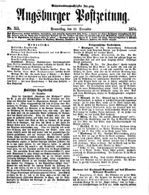 Augsburger Postzeitung Donnerstag 29. Dezember 1870