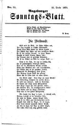 Augsburger Sonntagsblatt (Augsburger Postzeitung) Sonntag 25. Dezember 1870
