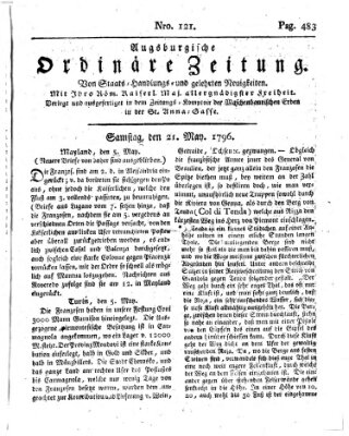 Augsburgische ordinäre Zeitung von Staats-Handlungs- und gelehrten Neuigkeiten (Augsburger Abendzeitung) Samstag 21. Mai 1796