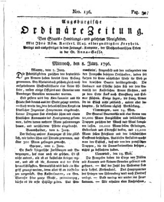 Augsburgische ordinäre Zeitung von Staats-Handlungs- und gelehrten Neuigkeiten (Augsburger Abendzeitung) Mittwoch 8. Juni 1796
